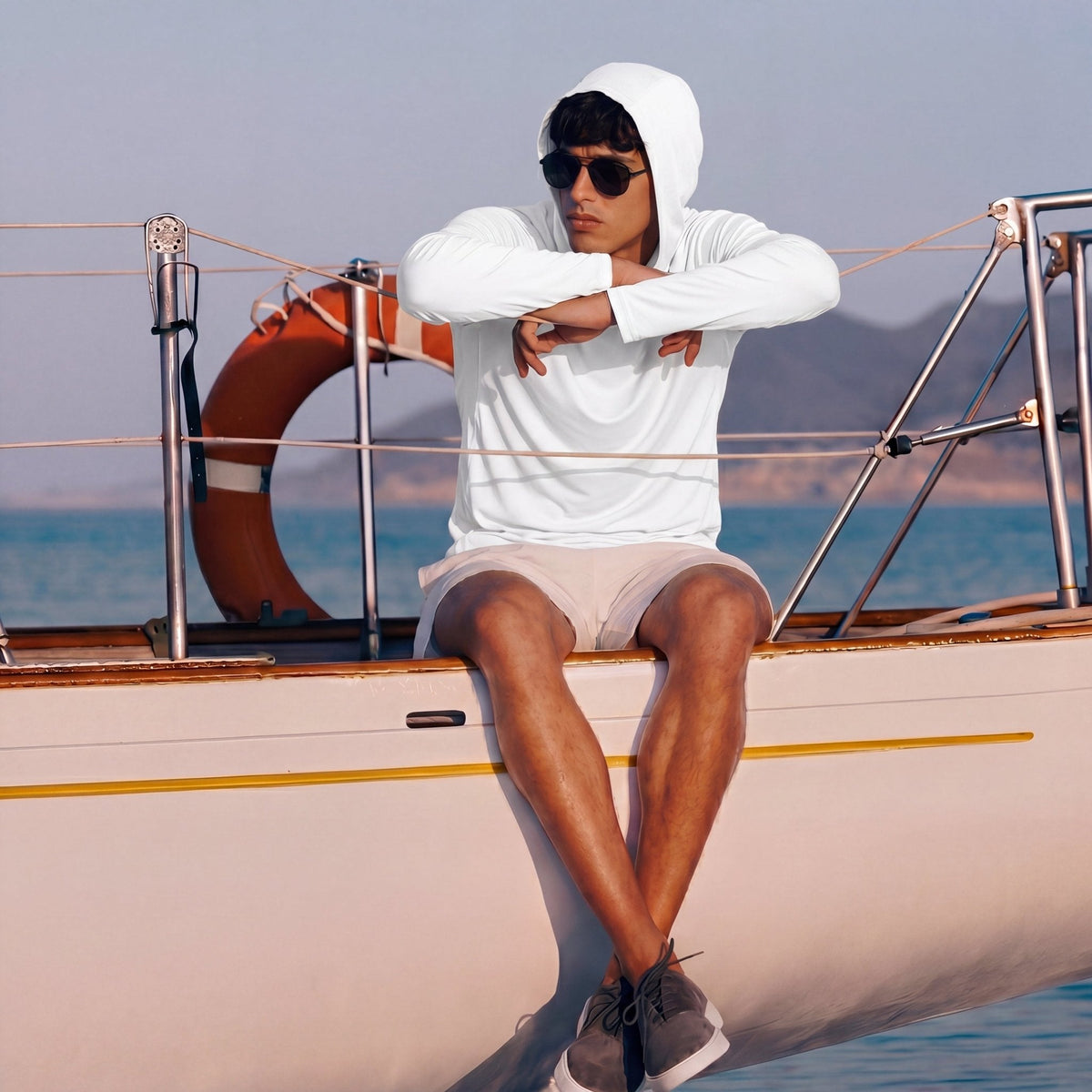 Men's Sun Protection Hoodie with Long Sleeves for Fishing and Outdoor