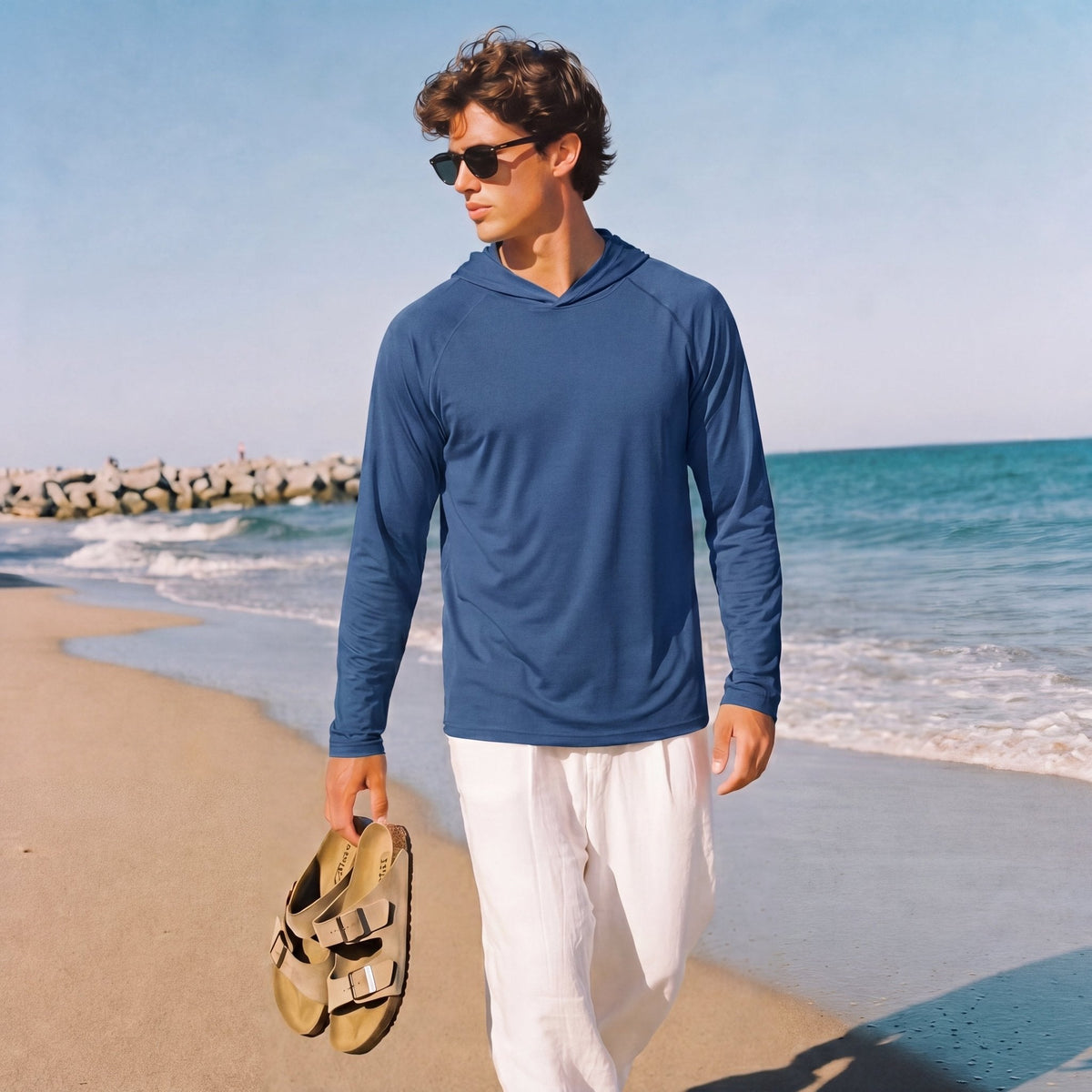Men's Sun Protection Hoodie with Long Sleeves for Fishing and Outdoor