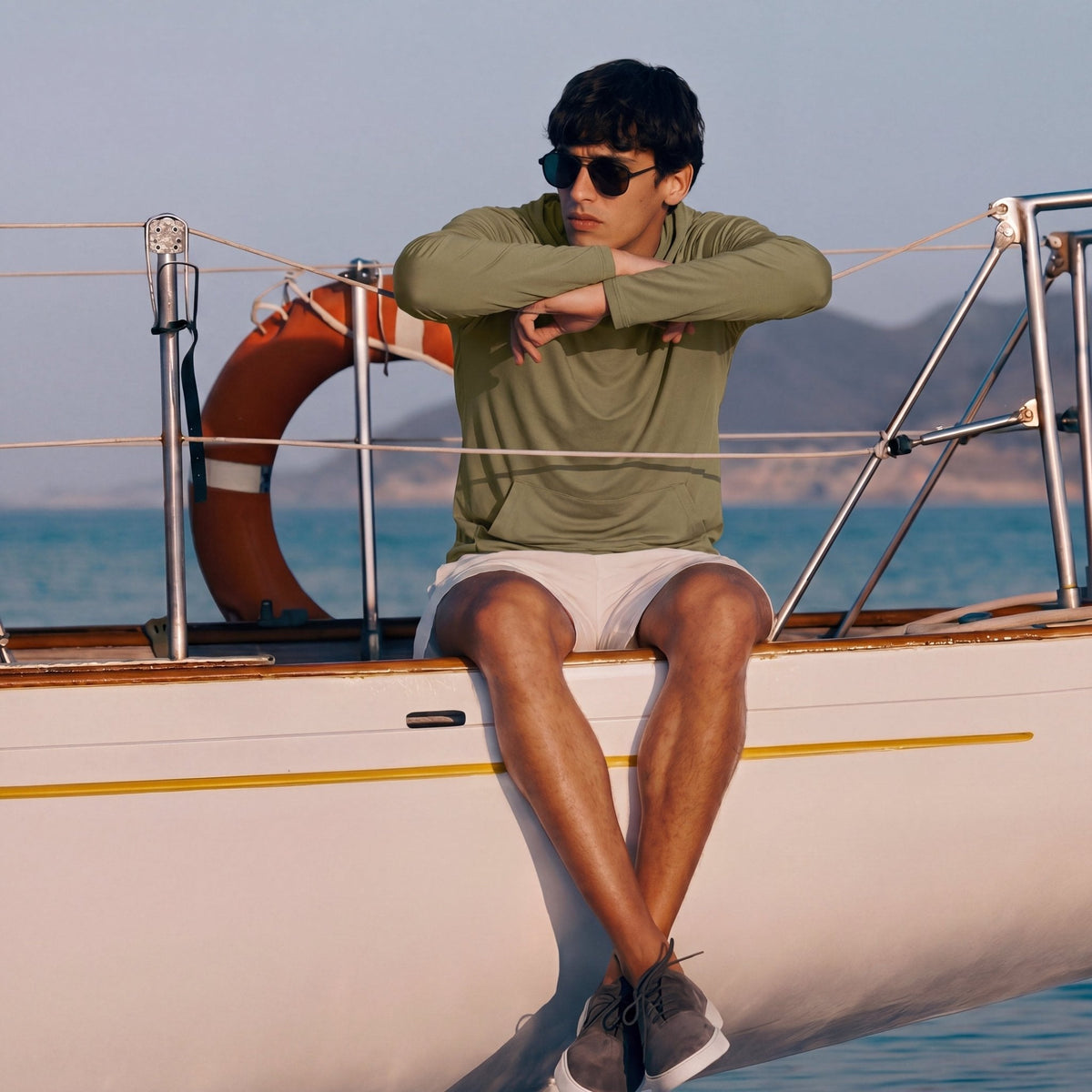 Men's Sun Protection Hoodie with Long Sleeves for Fishing and Outdoor