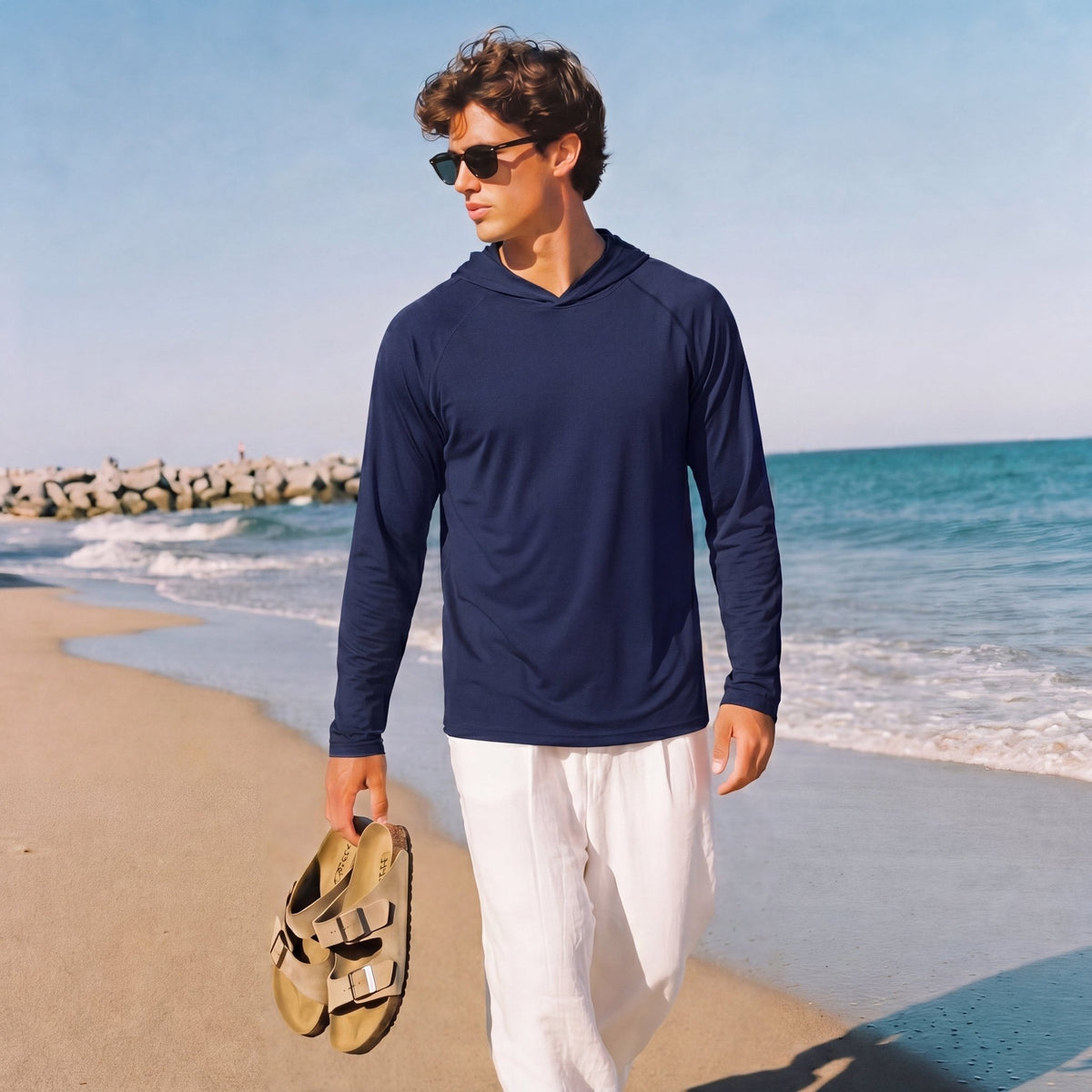 Men's Sun Protection Hoodie with Long Sleeves for Fishing and Outdoor