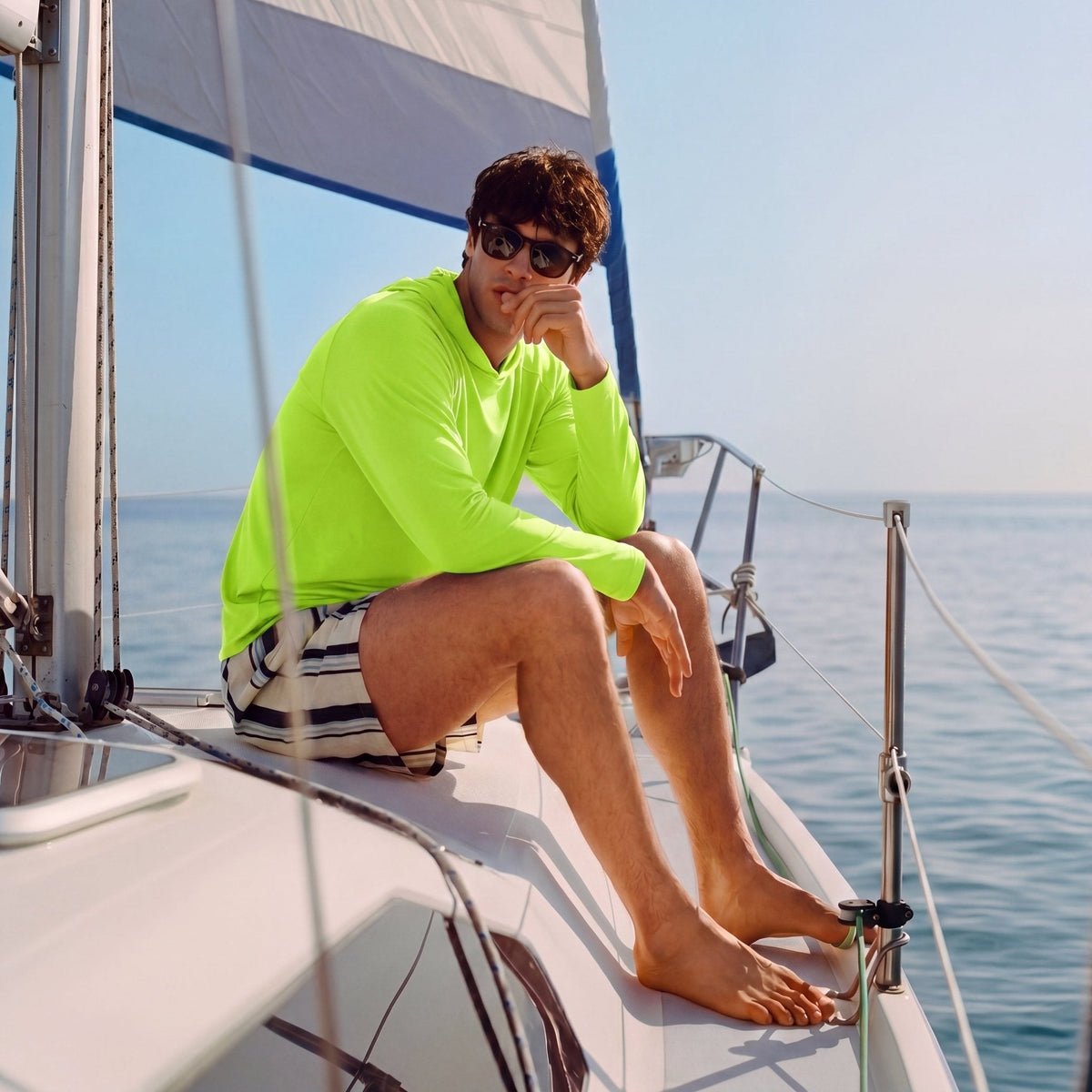 Men's Sun Protection Hoodie with Long Sleeves for Fishing and Outdoor