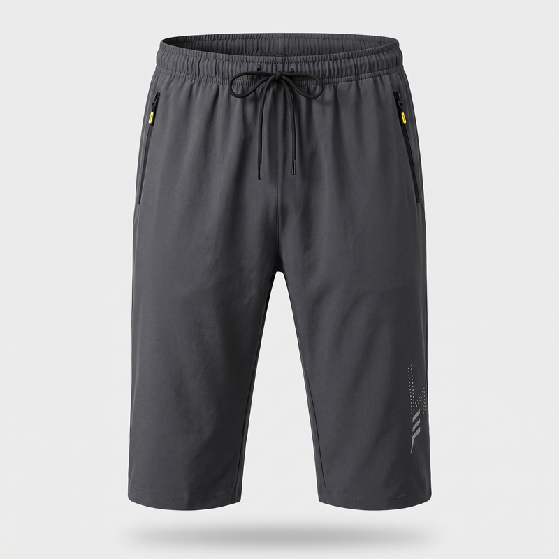 Men’s Long Shorts with Quick-Dry Design, Zipped Pockets and Adjustable Drawstring Waist