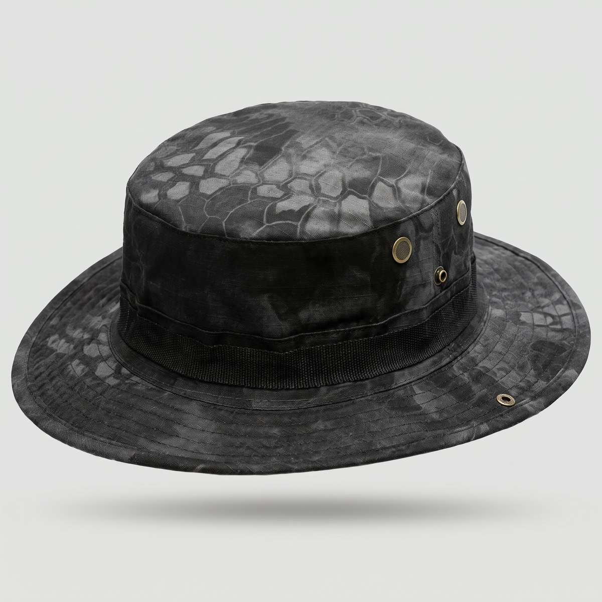 Men's Wide Brim Boonie Hat with Chin Cord and Ventilation Eyelets