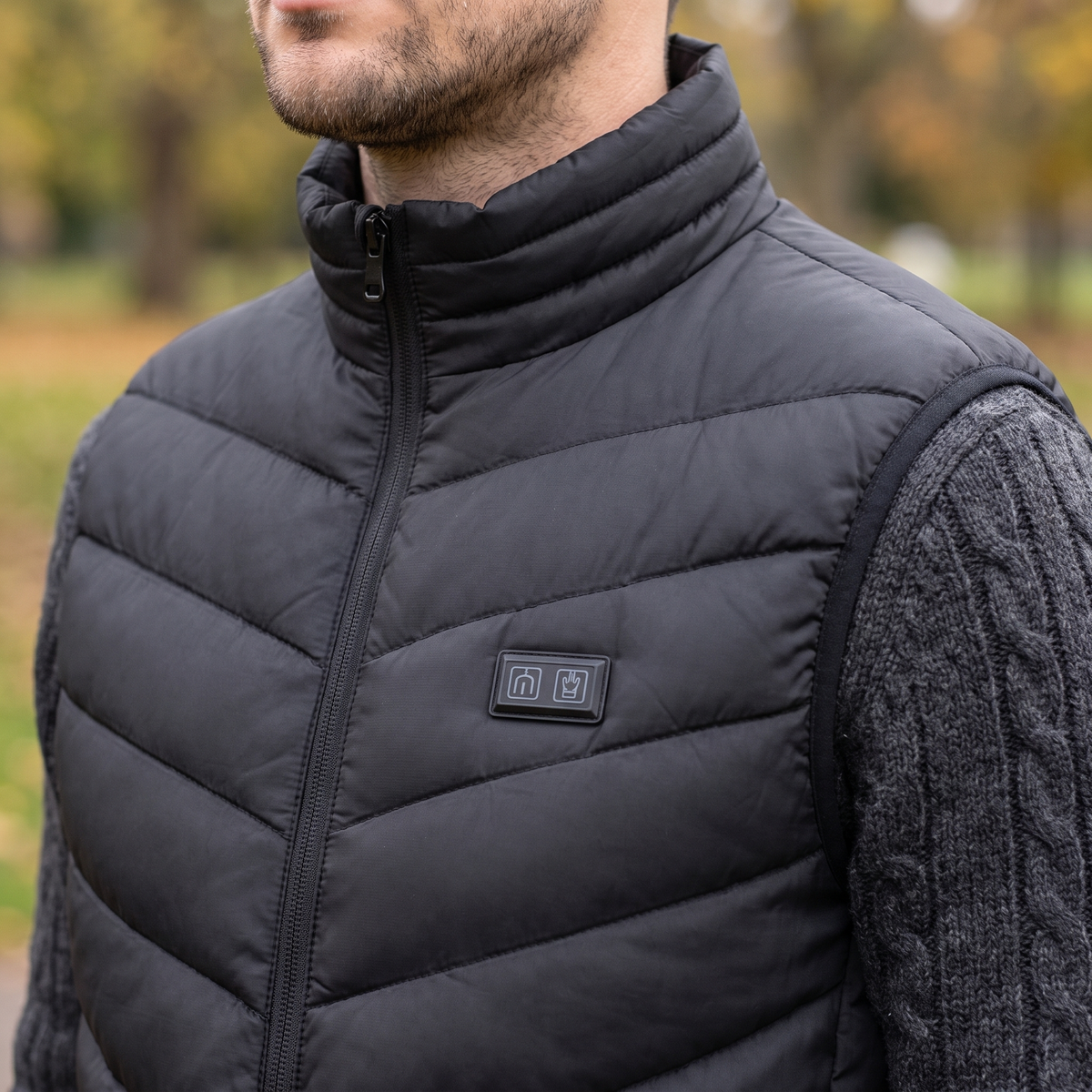 Men's Chevron Quilted Padded Vest With Zip Hand Pockets