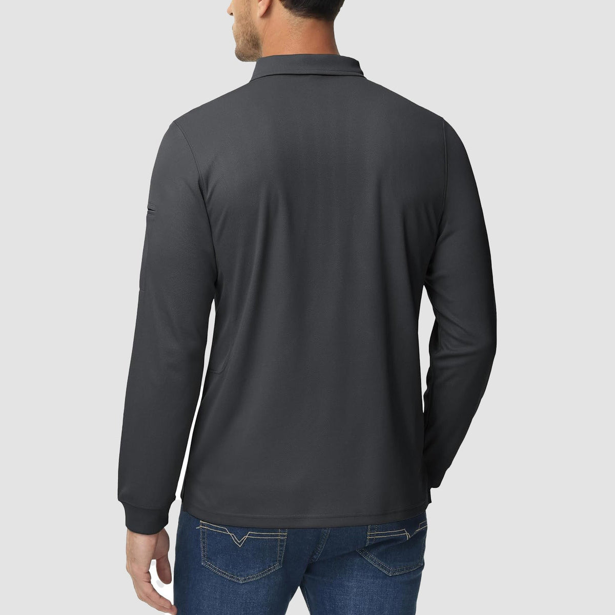 Men's Long Sleeve Performance Polo Shirt with Quick Dry Fabric