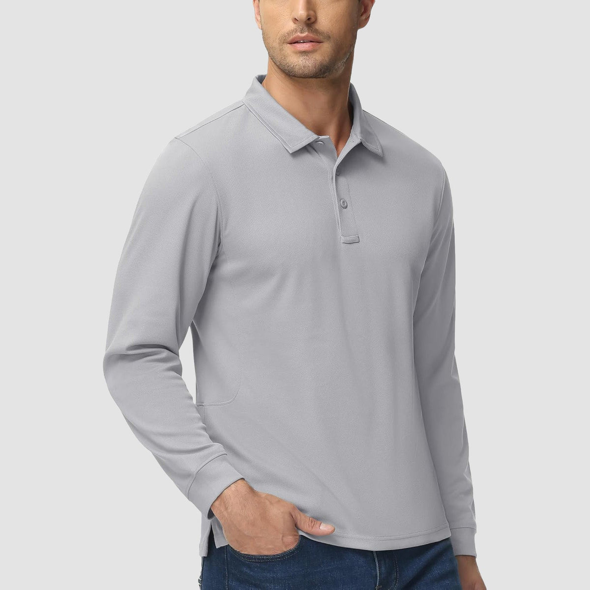 Men's Long Sleeve Performance Polo Shirt with Quick Dry Fabric