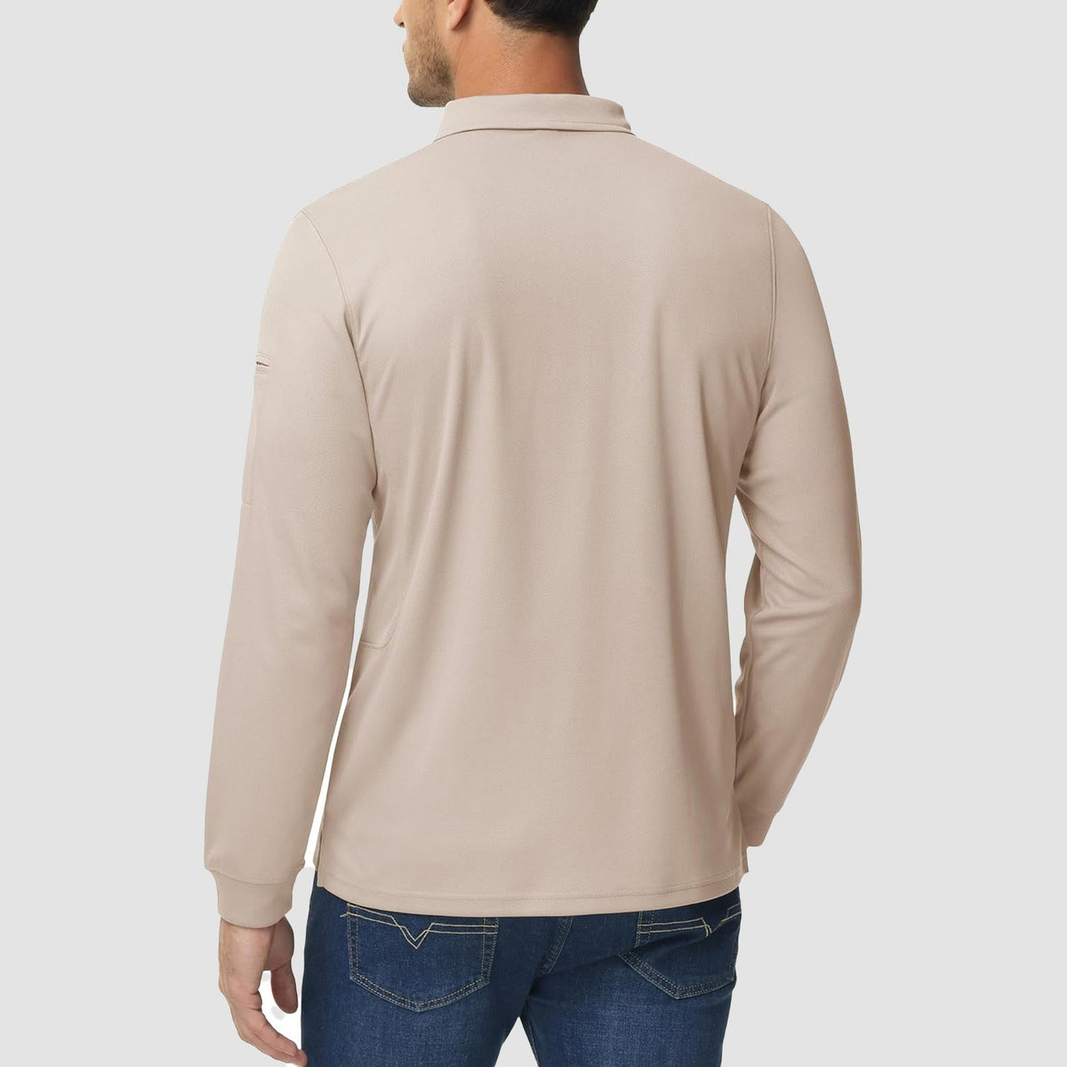 Men's Long Sleeve Performance Polo Shirt with Quick Dry Fabric