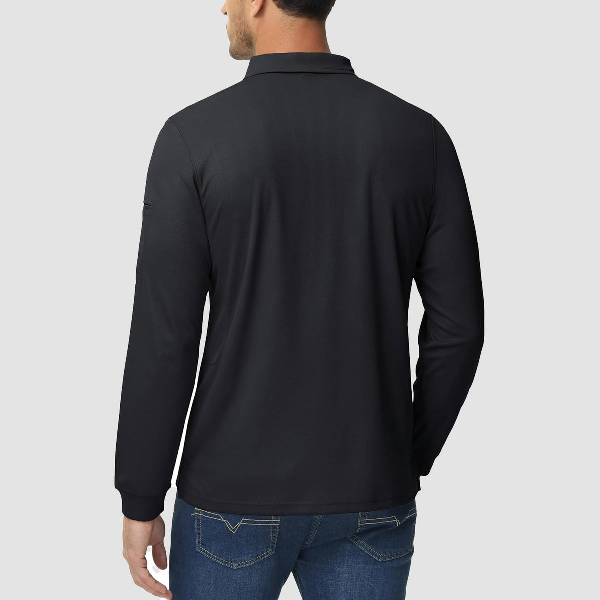 Men's Long Sleeve Performance Polo Shirt with Quick Dry Fabric