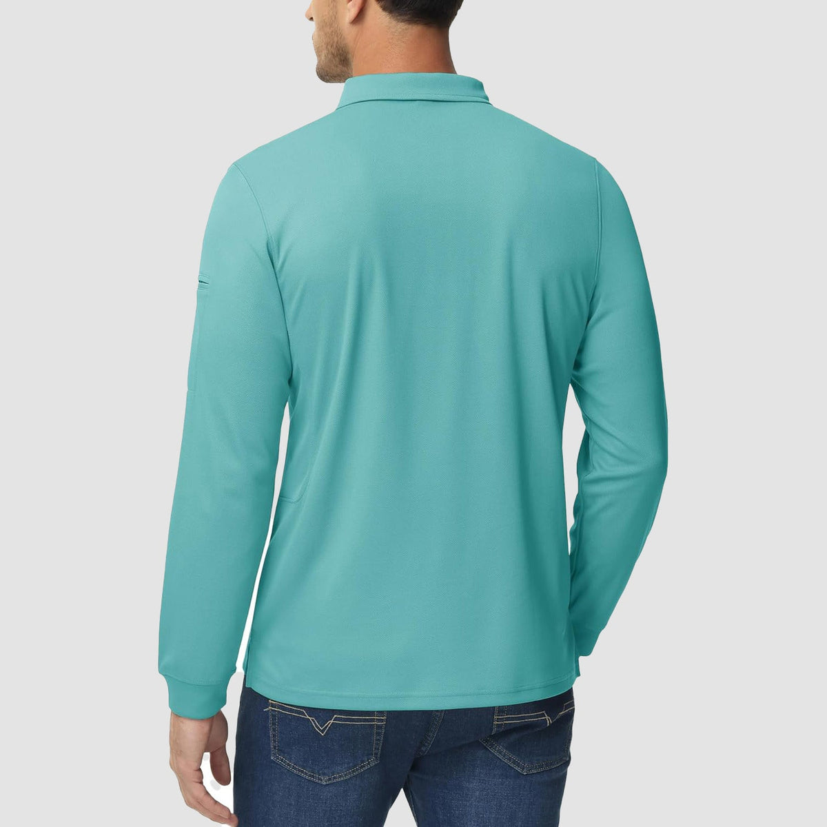Men's Long Sleeve Performance Polo Shirt with Quick Dry Fabric