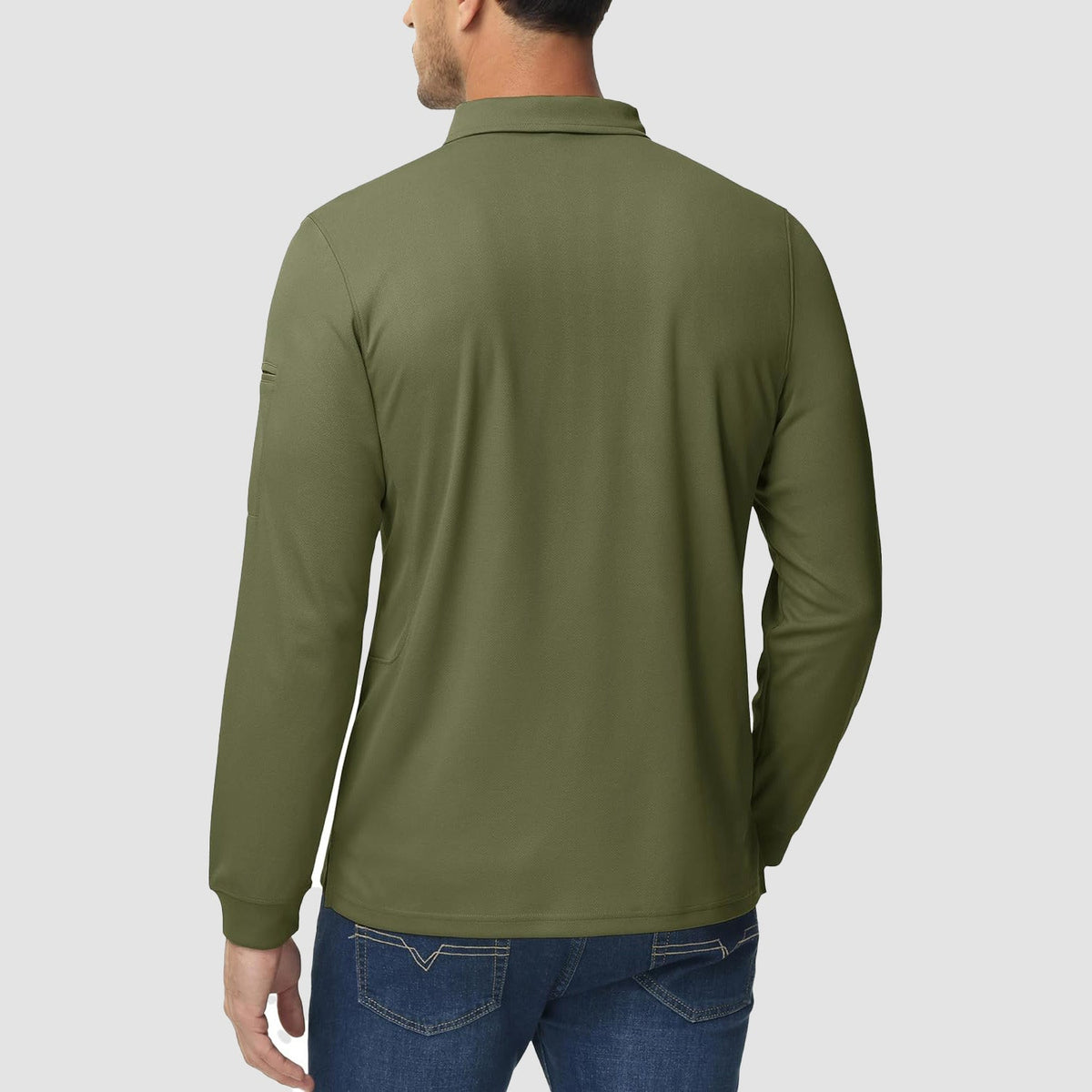 Men's Long Sleeve Performance Polo Shirt with Quick Dry Fabric