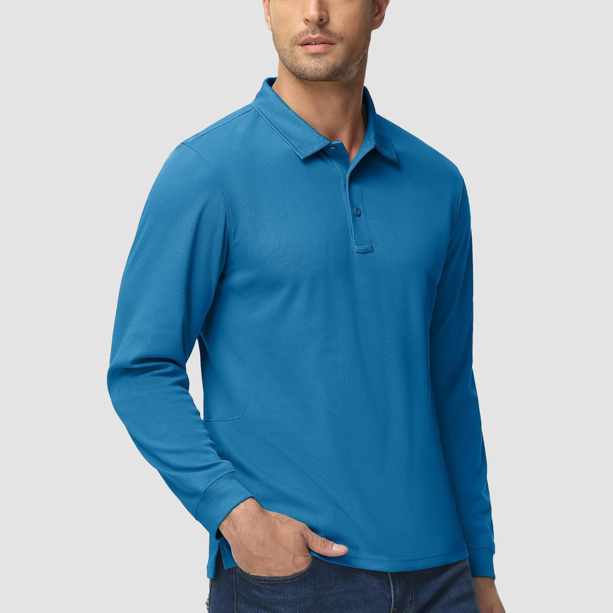 Men's Long Sleeve Performance Polo Shirt with Quick Dry Fabric