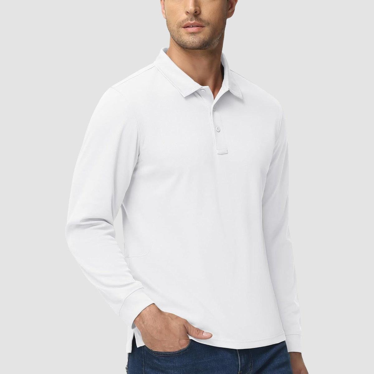 Men's Long Sleeve Performance Polo Shirt with Quick Dry Fabric