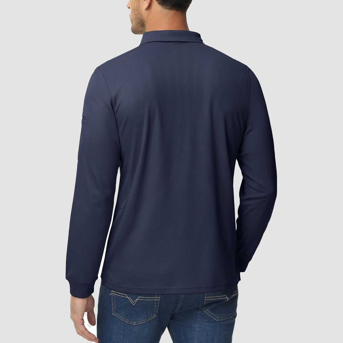 Men's Long Sleeve Performance Polo Shirt with Quick Dry Fabric