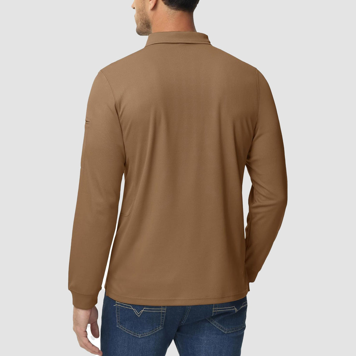 Men's Long Sleeve Performance Polo Shirt with Quick Dry Fabric