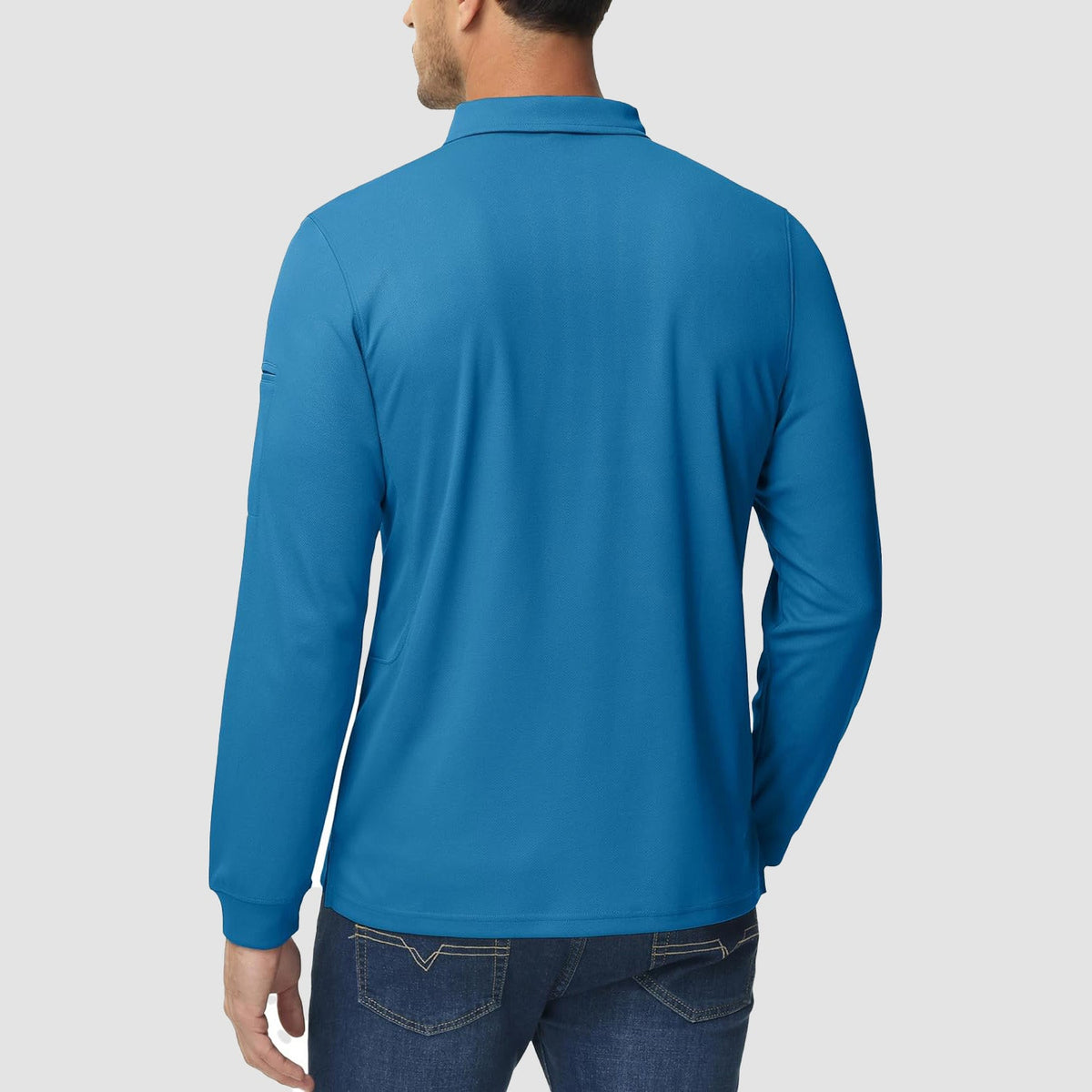 Men's Long Sleeve Performance Polo Shirt with Quick Dry Fabric