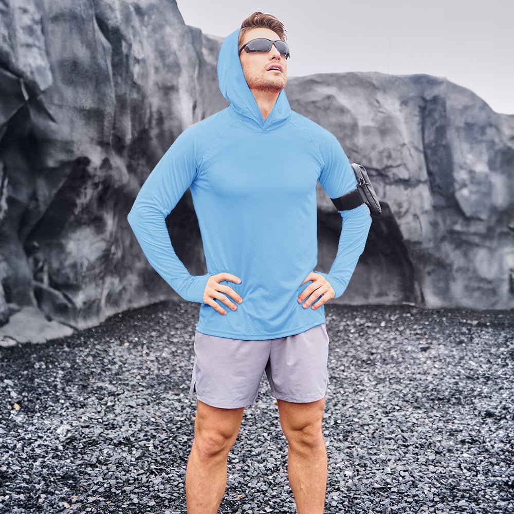 Men's Sun Protection Hoodie with Long Sleeves for Fishing and Outdoor
