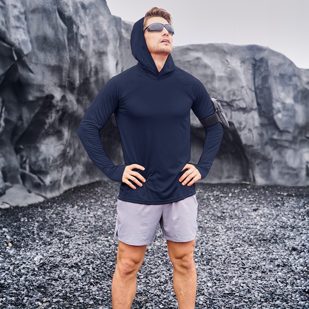 Men's Sun Protection Hoodie with Long Sleeves for Fishing and Outdoor