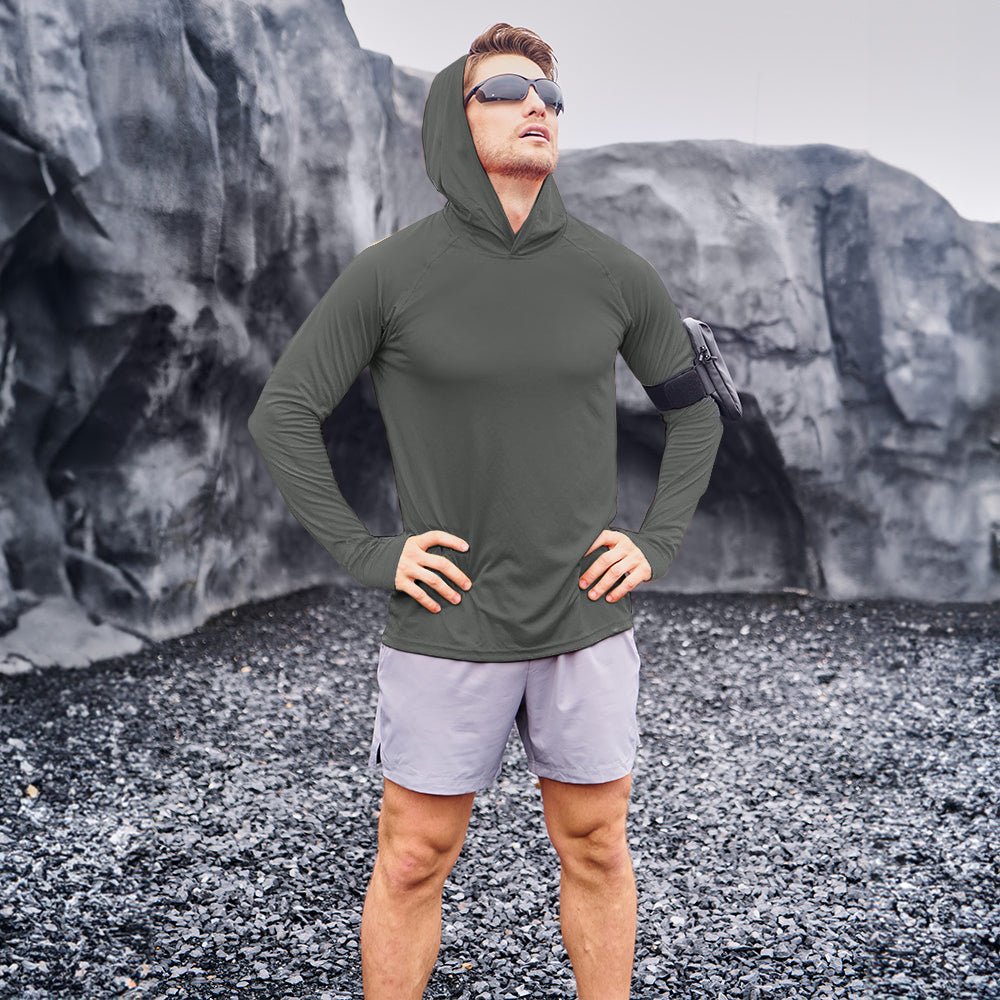 Men's Sun Protection Hoodie with Long Sleeves for Fishing and Outdoor