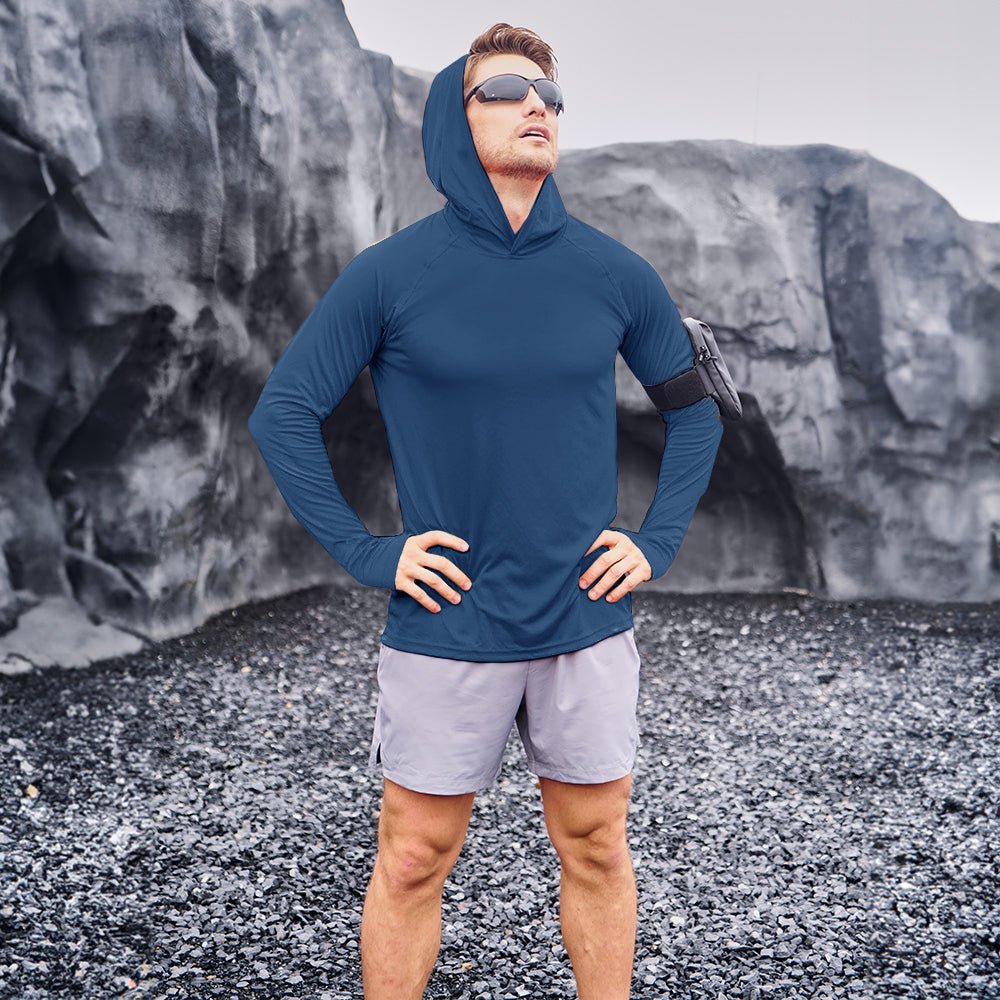 Men's Sun Protection Hoodie with Long Sleeves for Fishing and Outdoor
