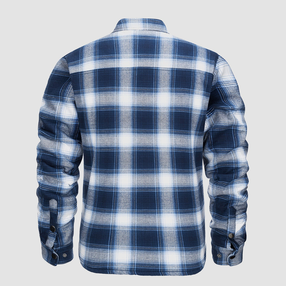 Men's Quilted Lined Plaid Flannel Shirt Jacket with Snap Buttons