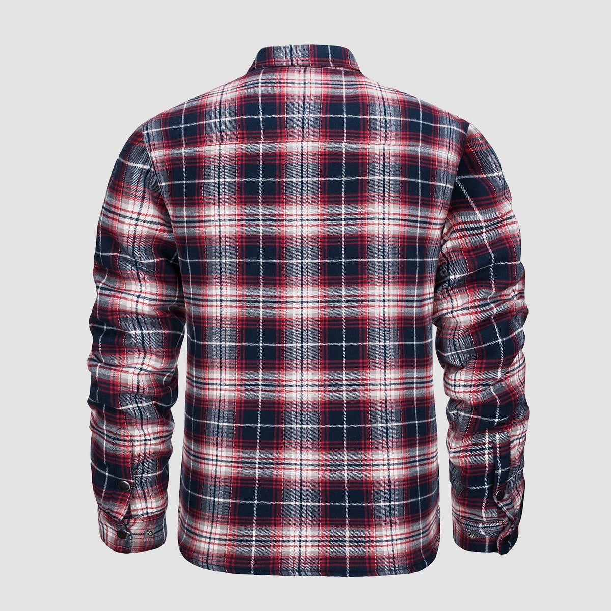 Men's Quilted Lined Plaid Flannel Shirt Jacket with Snap Buttons
