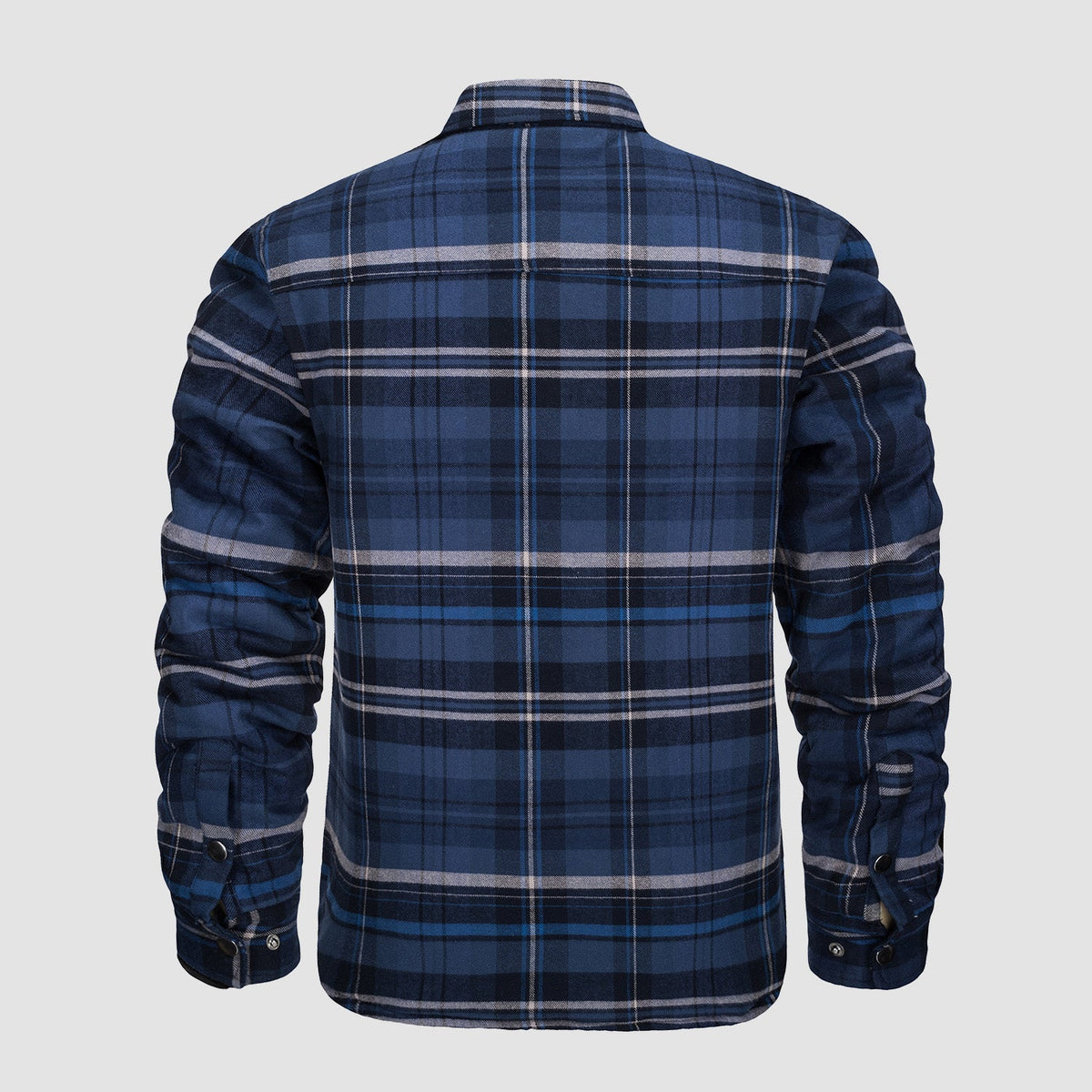 Men's Quilted Lined Plaid Flannel Shirt Jacket with Snap Buttons