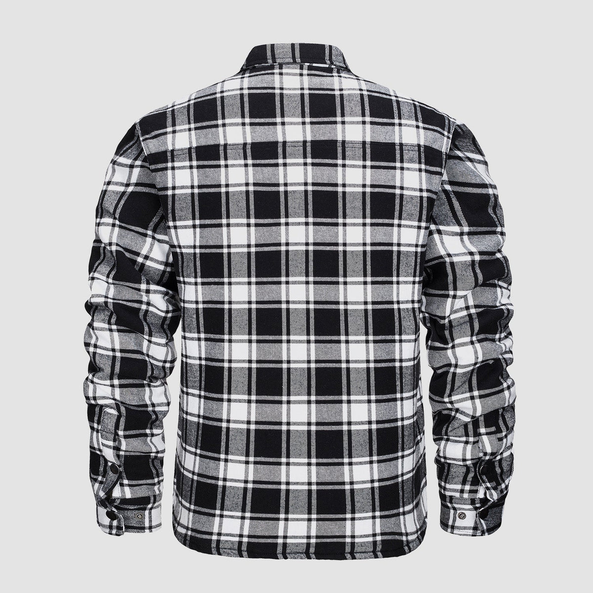 Men's Quilted Lined Plaid Flannel Shirt Jacket with Snap Buttons