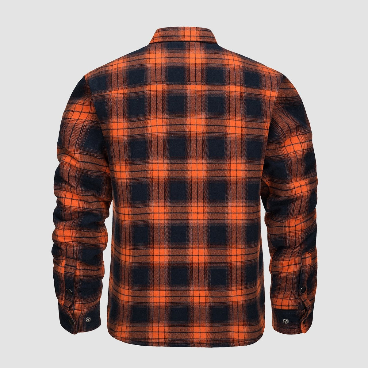 Men's Quilted Lined Plaid Flannel Shirt Jacket with Snap Buttons