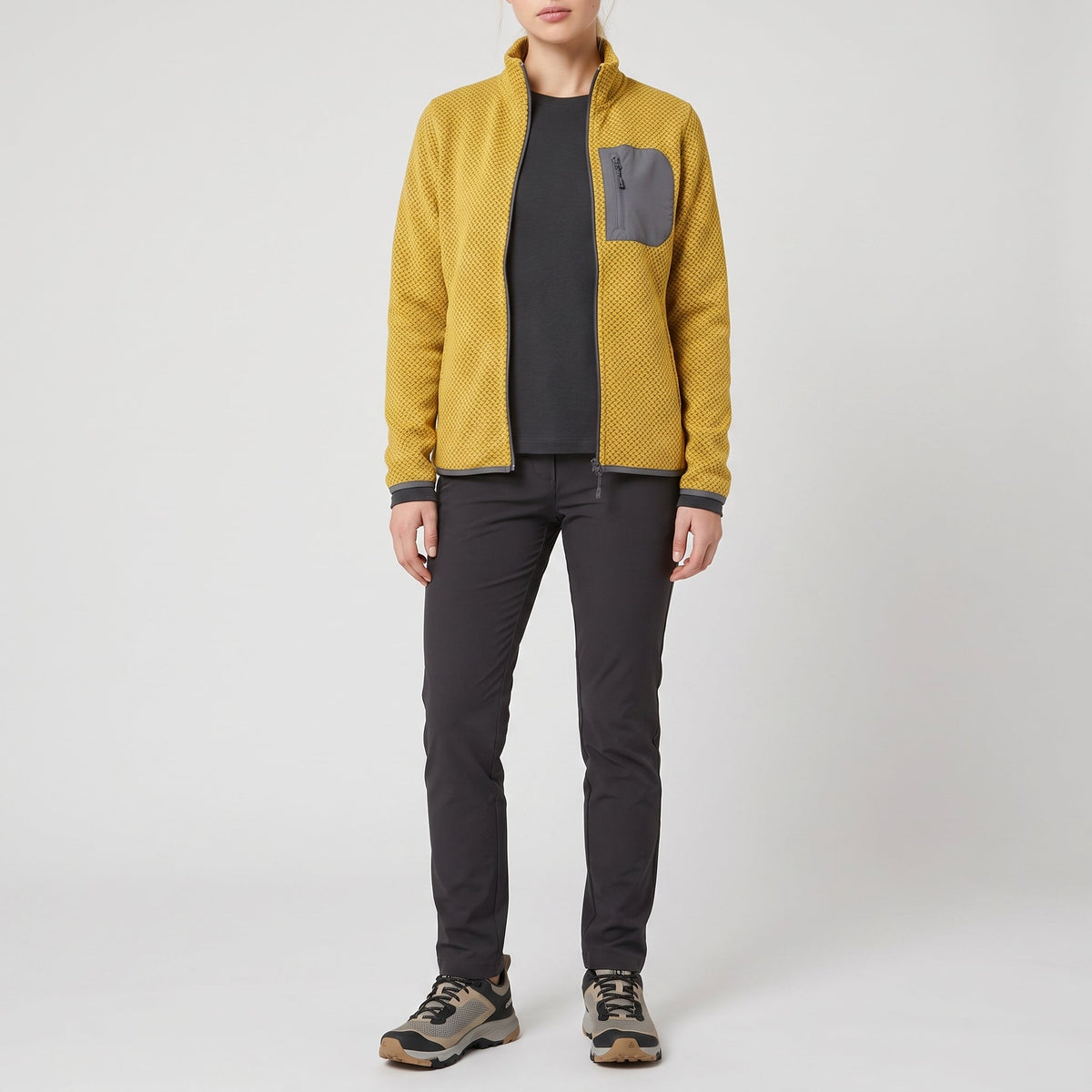 Women's Full Zip Textured Fleece Jacket with Zip Chest Pocket