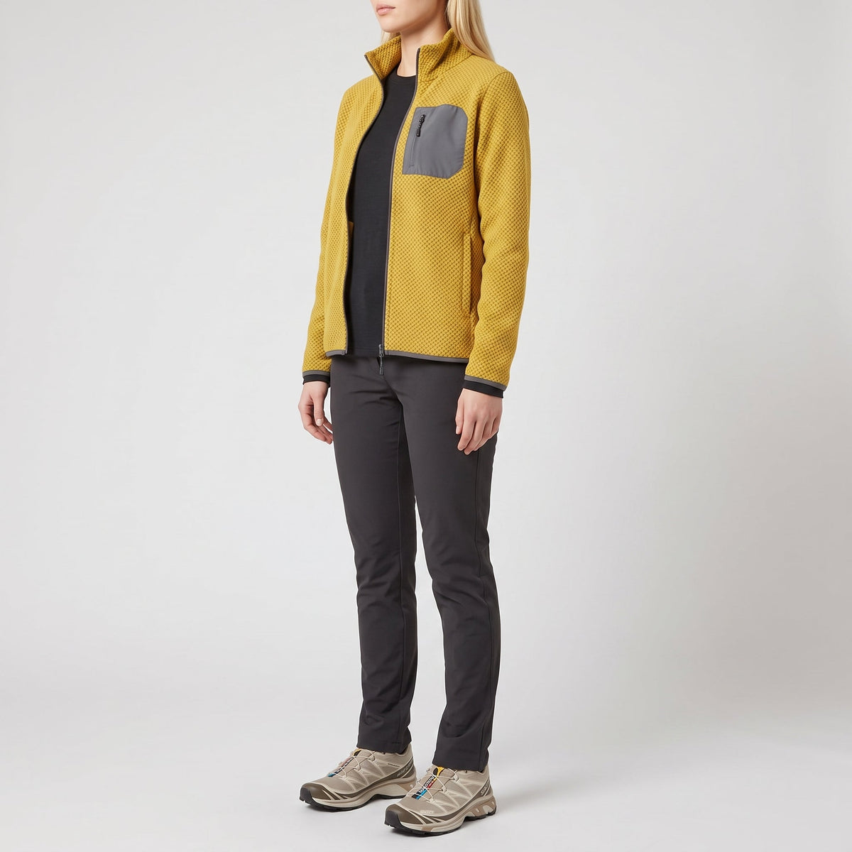 Women's Full Zip Textured Fleece Jacket with Zip Chest Pocket