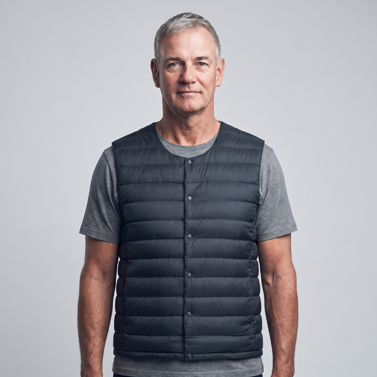 Men's Lightweight Down Vest Snap Front Sleeveless