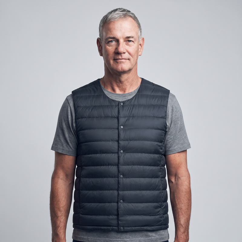 Men's Lightweight Down Vest Snap Front Sleeveless