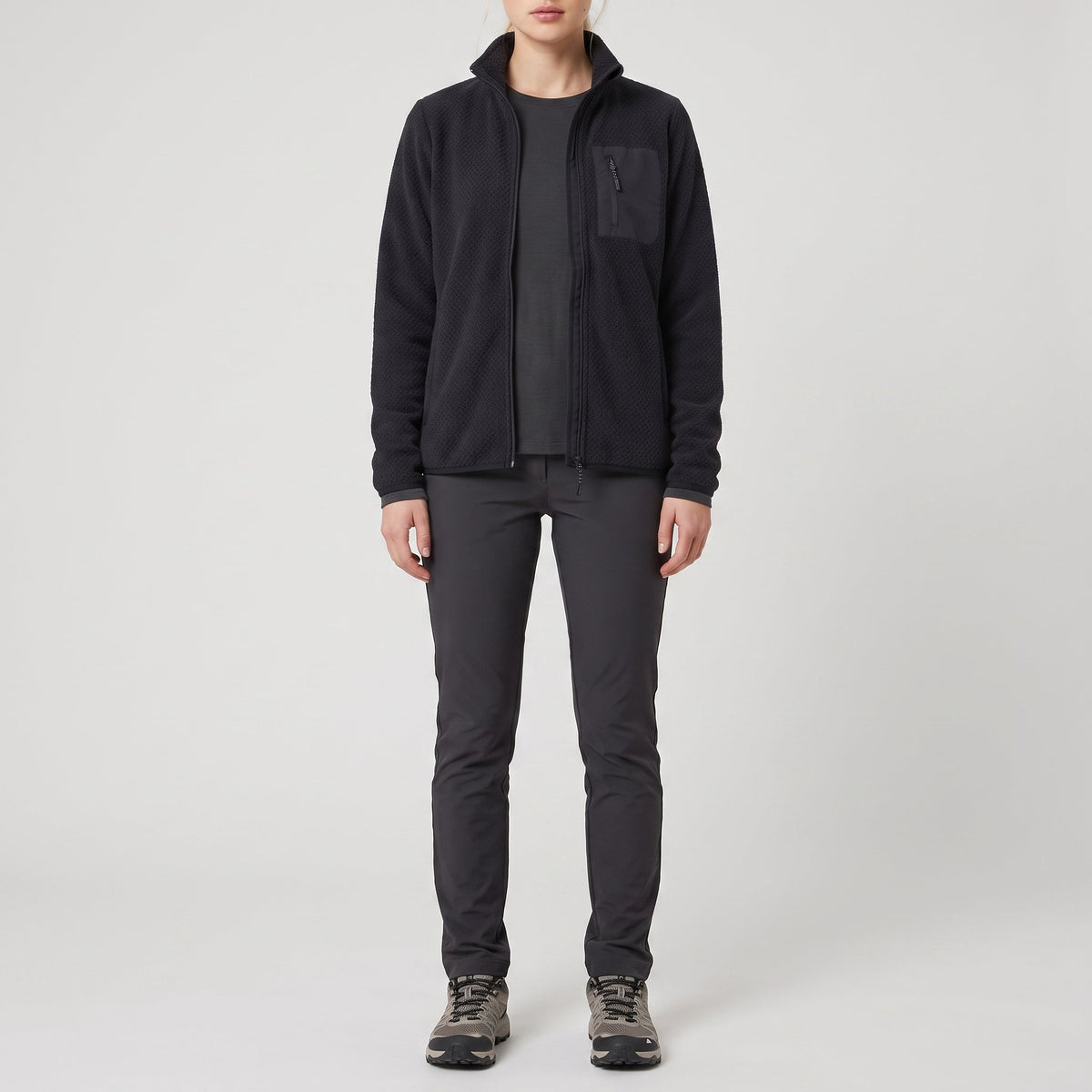 Women's Full Zip Textured Fleece Jacket with Zip Chest Pocket