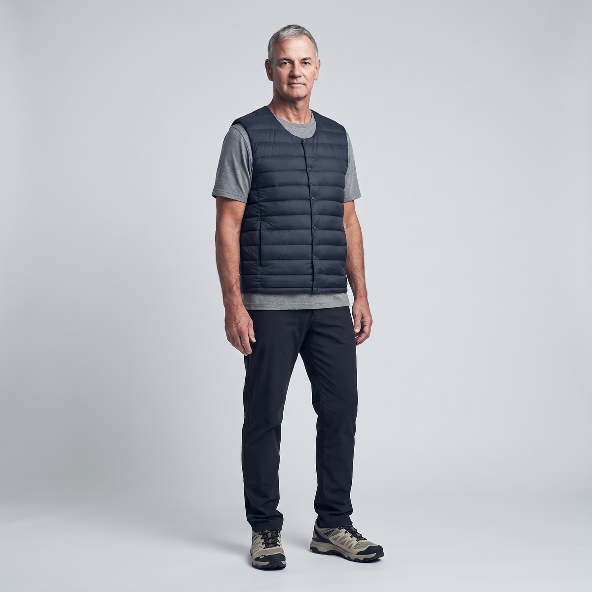 Men's Lightweight Down Vest Snap Front Sleeveless