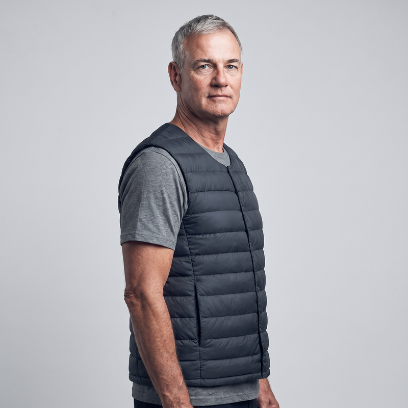 Men's Lightweight Down Vest Snap Front Sleeveless