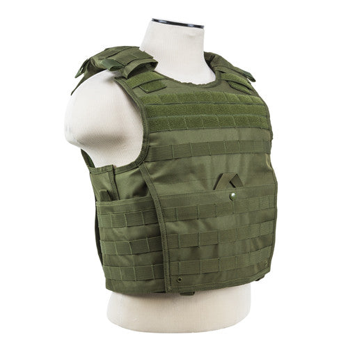 Men's MOLLE Tactical Plate Carrier Vest with Adjustable Cummerbund and Quick Release