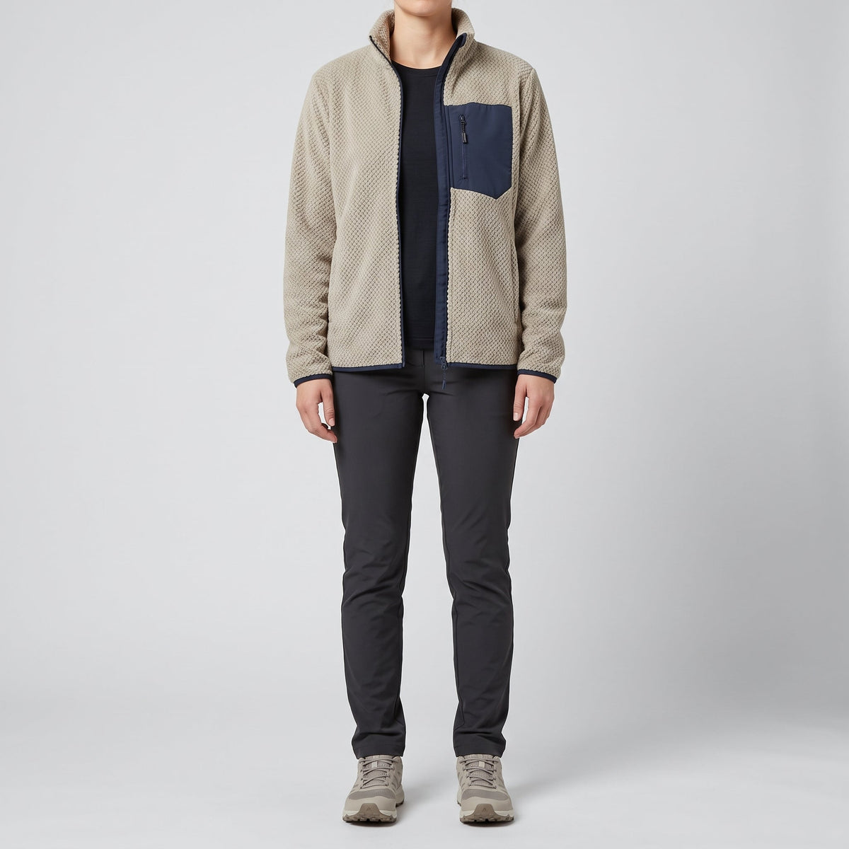 Women's Full Zip Textured Fleece Jacket with Zip Chest Pocket