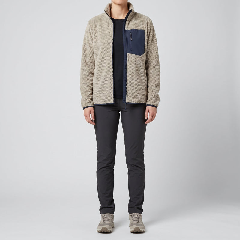 Women's Full Zip Textured Fleece Jacket with Zip Chest Pocket