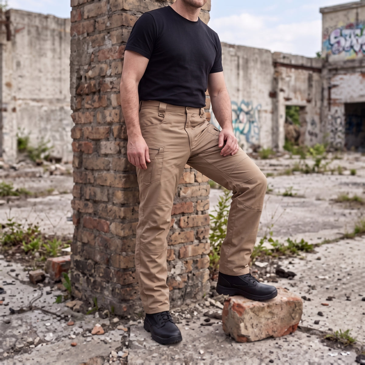 Men’s Water Resistant Tactical Cargo Pants with Stretch and Multiple Pockets