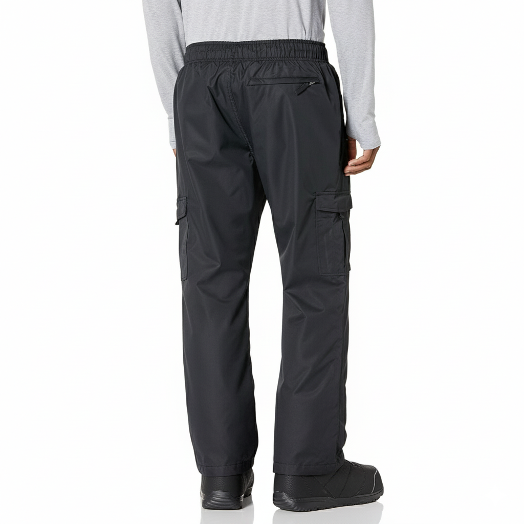 Men's Fleece Lined Waterproof Cargo Snow Pants with Articulated Knees