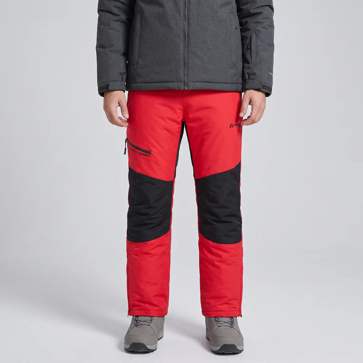 Men's Insulated Ski Pants with Detachable Suspenders and Reinforced Knees