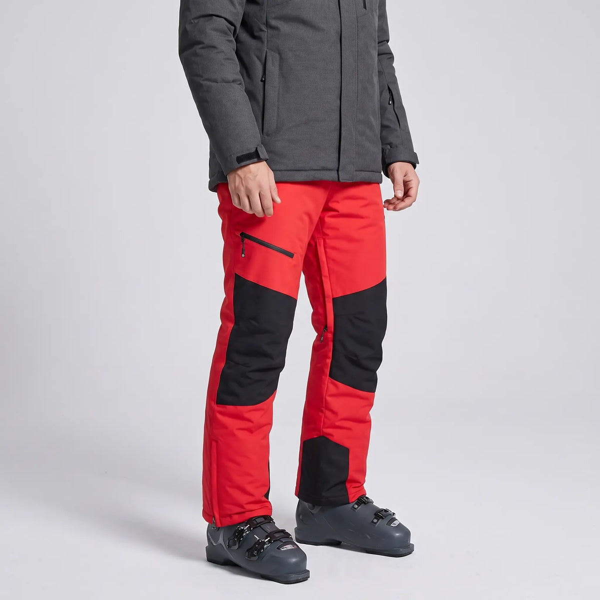 Men's Insulated Ski Pants with Detachable Suspenders and Reinforced Knees