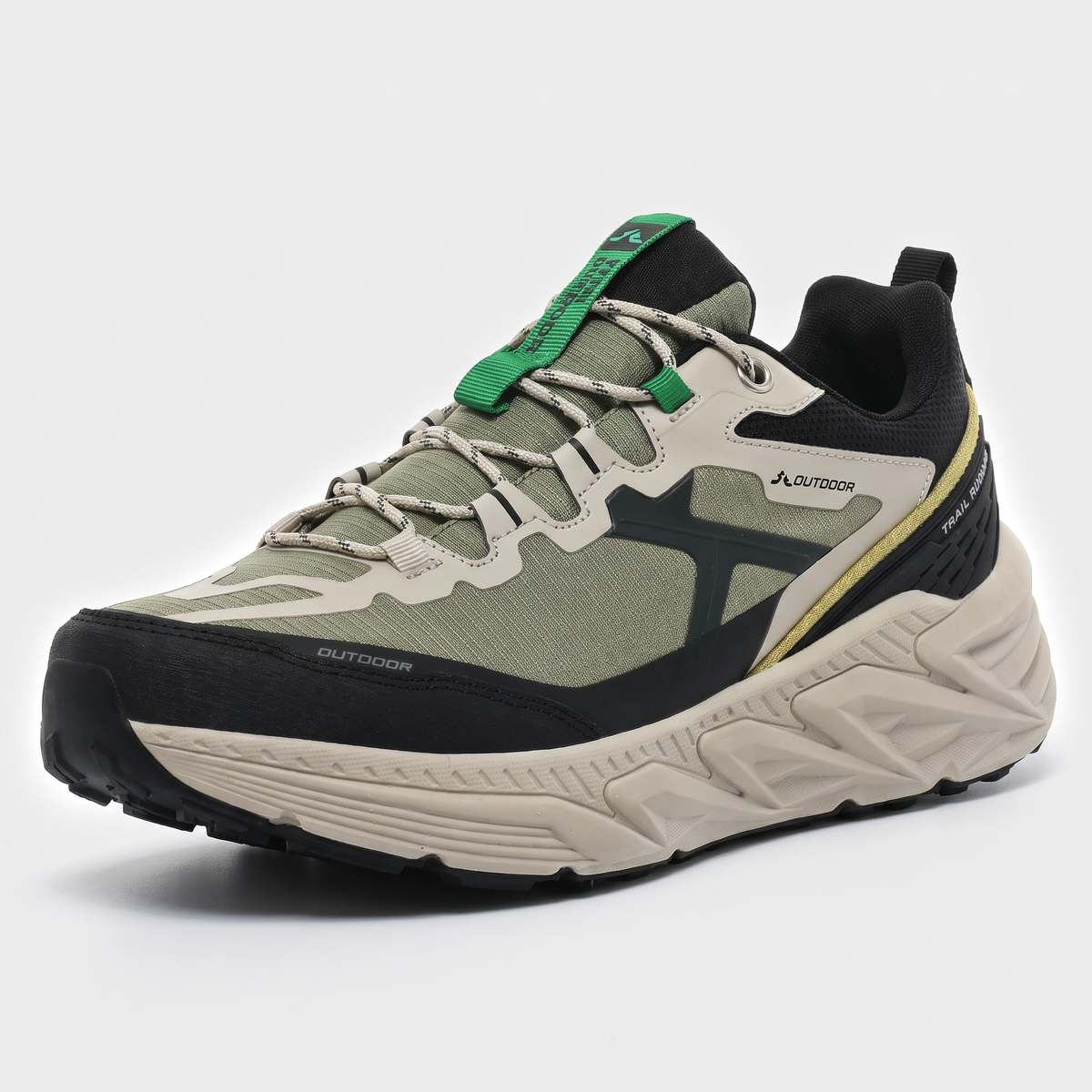 Men's Cushioned Trail Shoes with Lugged Rubber Outsole and Ripstop Mesh Upper