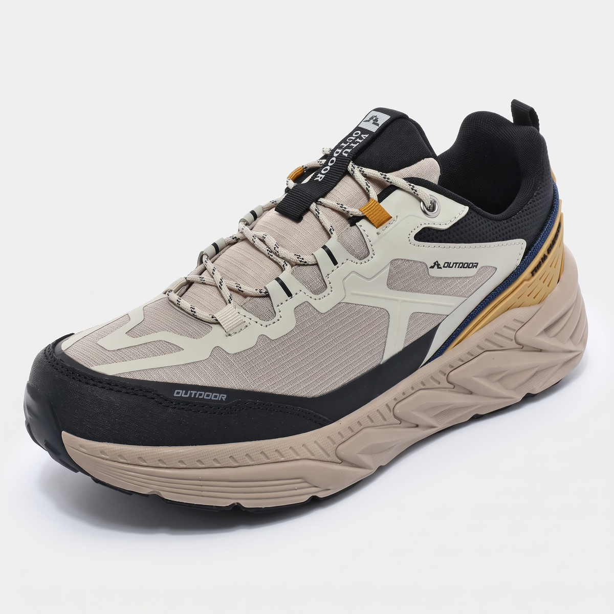 Men's Cushioned Trail Shoes with Lugged Rubber Outsole and Ripstop Mesh Upper