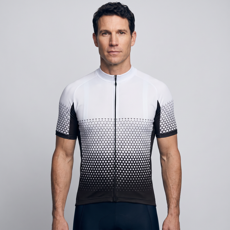 Men's Short Sleeve Cycling Jersey With Rear Pockets And Full Zip