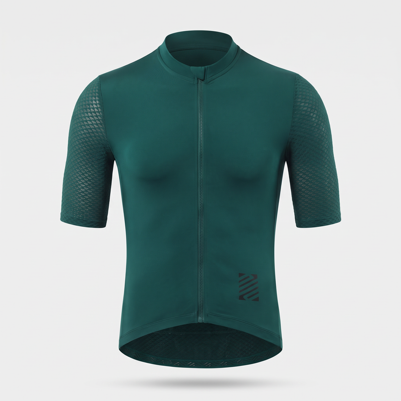 Men's Short Sleeve Cycling Jersey With Zip Rear Pocket And Mesh Panels