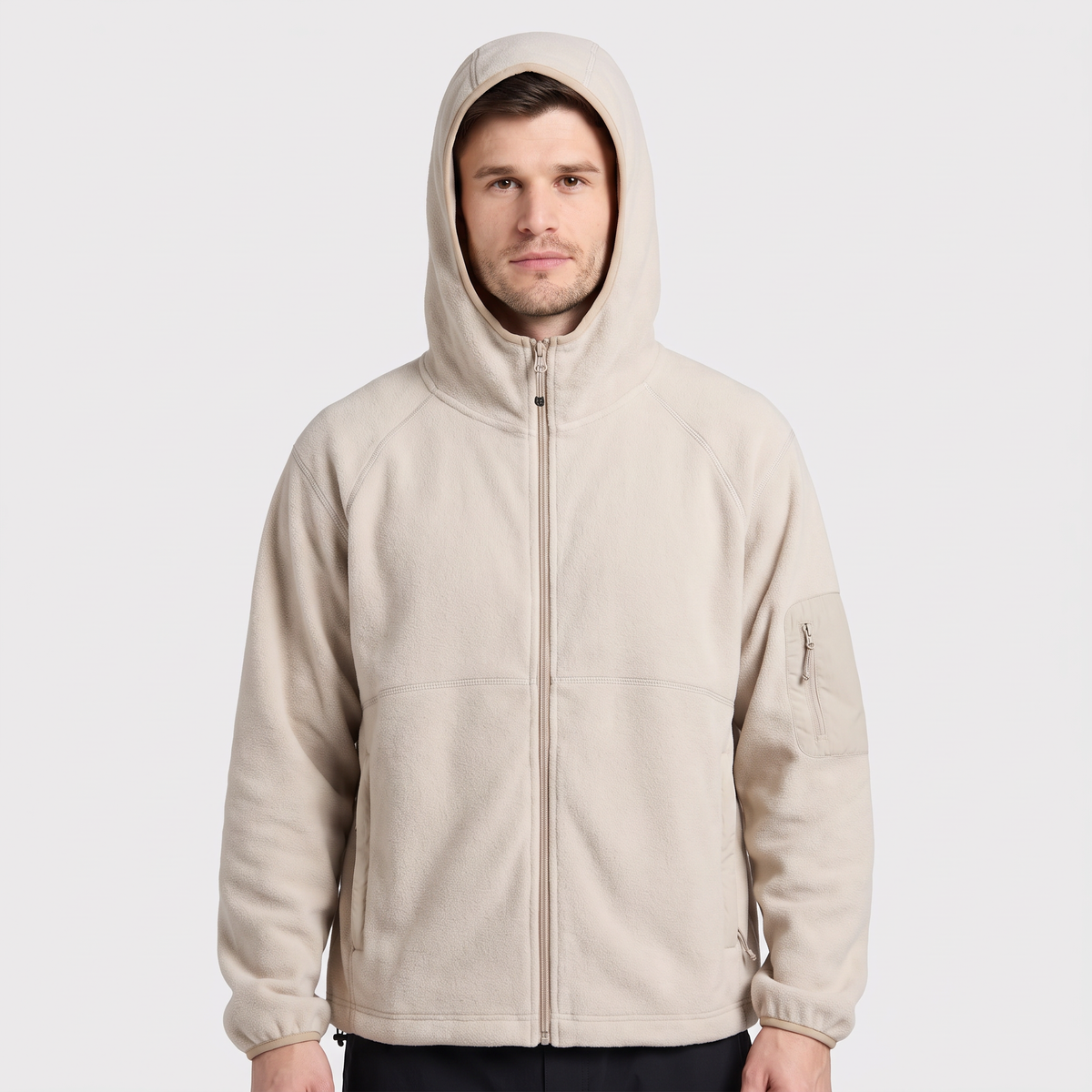 Men's Full Zip Fleece Hoodie with Chimney Collar