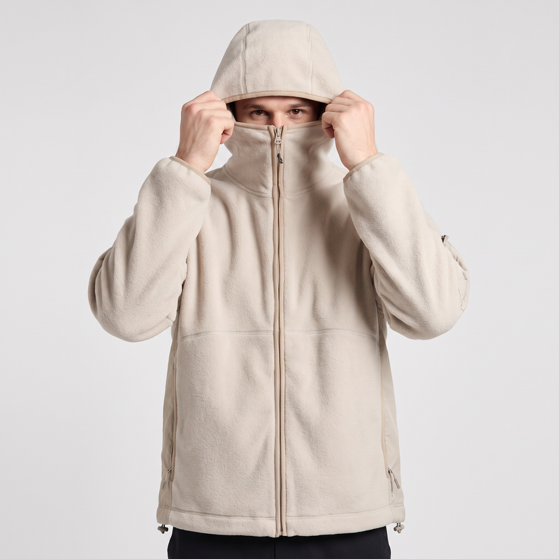 Men's Full Zip Fleece Hoodie with Chimney Collar