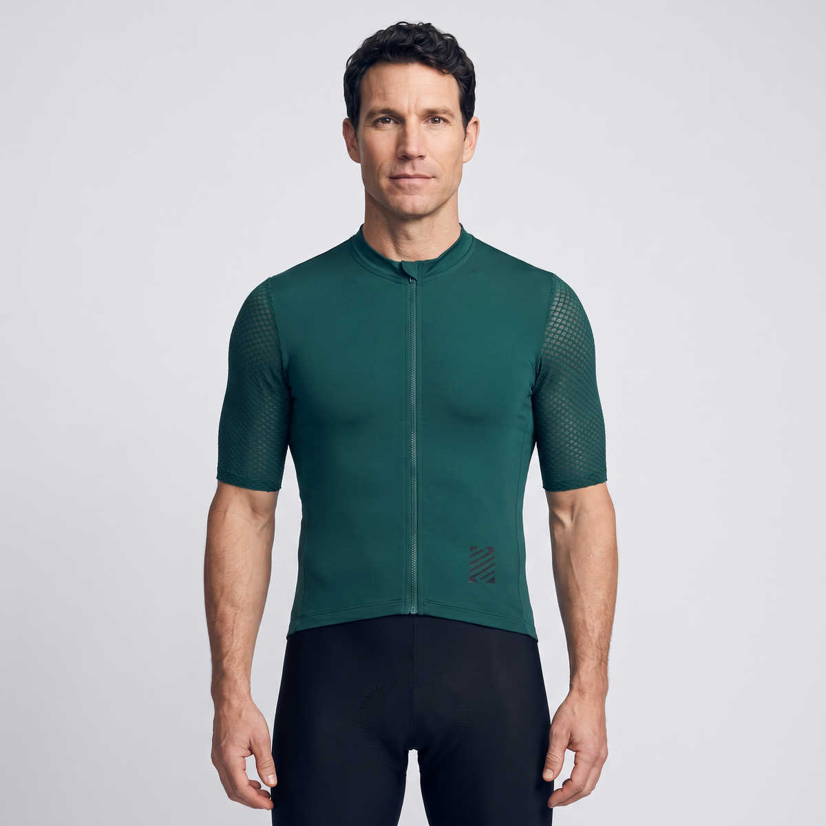 Men's Short Sleeve Cycling Jersey With Zip Rear Pocket And Mesh Panels