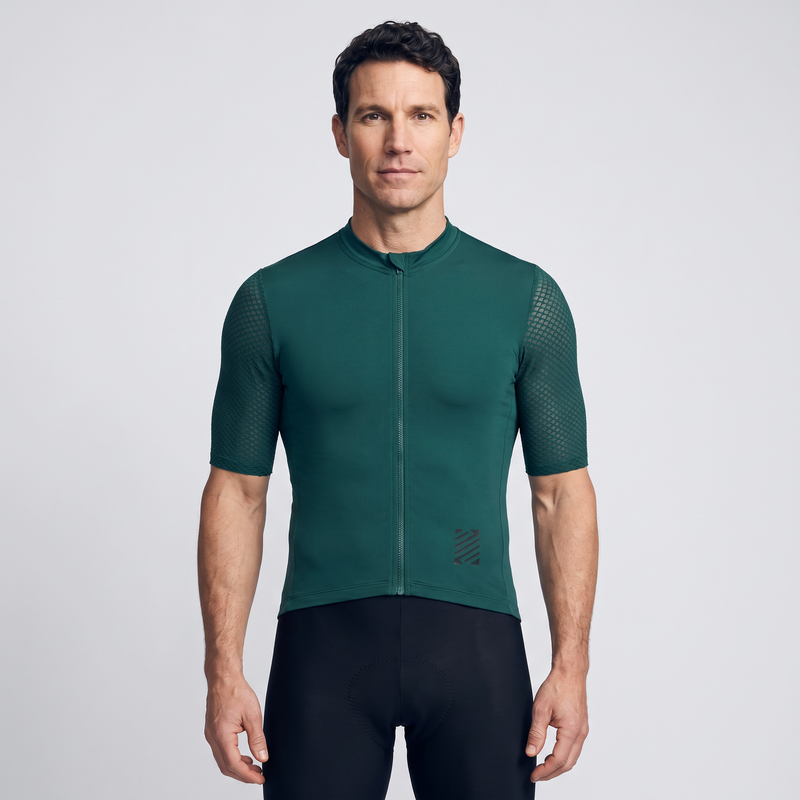 Men's Short Sleeve Cycling Jersey With Zip Rear Pocket And Mesh Panels